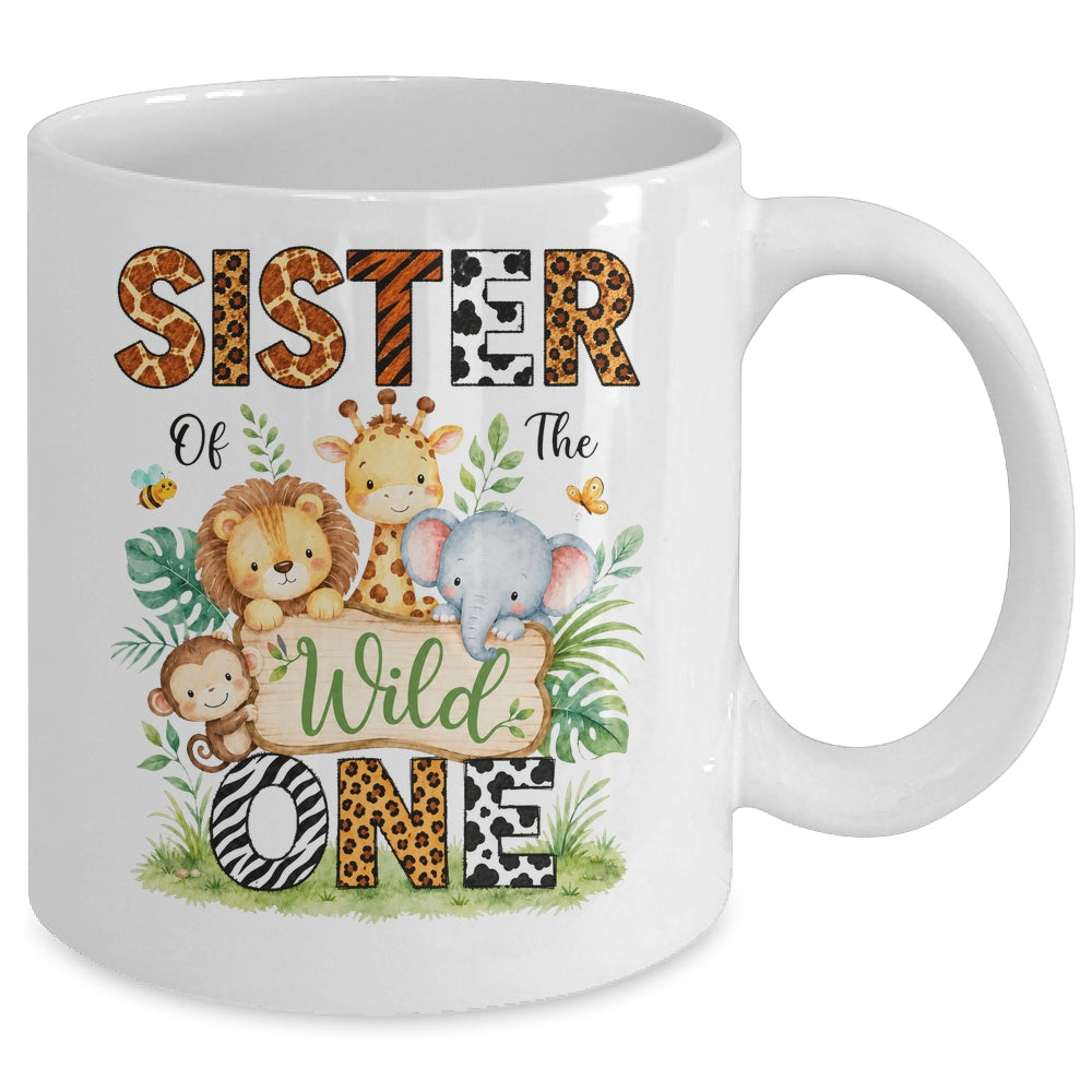 Sister Of The Wild One First Birthday Boy Jungle Safari Mug | siriusteestore