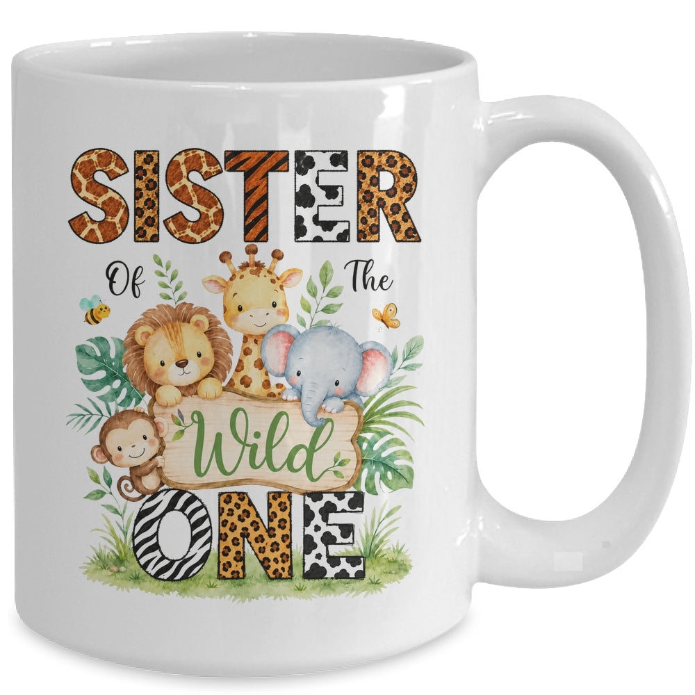 Sister Of The Wild One First Birthday Boy Jungle Safari Mug | siriusteestore