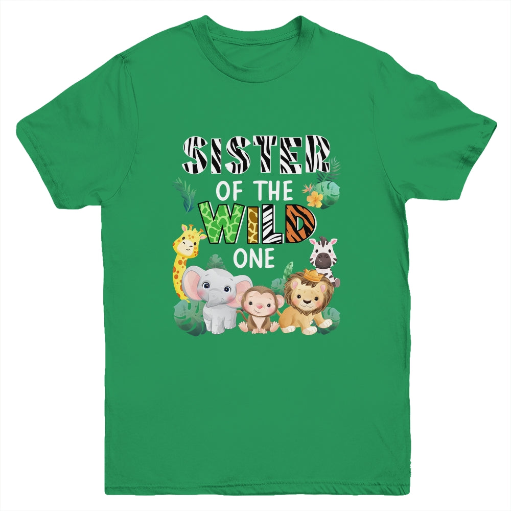 Sister Of The Wild One Zoo Theme Birthday Safari Animal Youth Shirt | siriusteestore