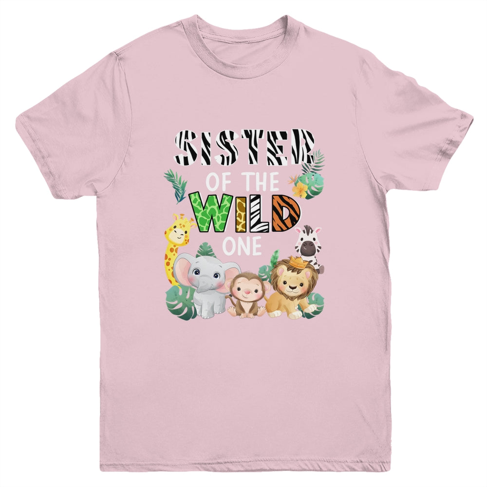 Sister Of The Wild One Zoo Theme Birthday Safari Animal Youth Shirt | siriusteestore