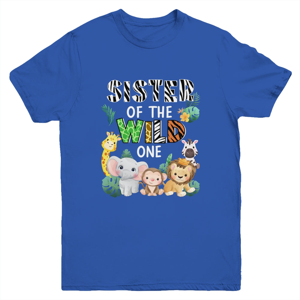 Sister Of The Wild One Zoo Theme Birthday Safari Animal Youth Shirt | siriusteestore