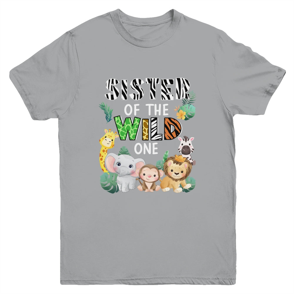 Sister Of The Wild One Zoo Theme Birthday Safari Animal Youth Shirt | siriusteestore
