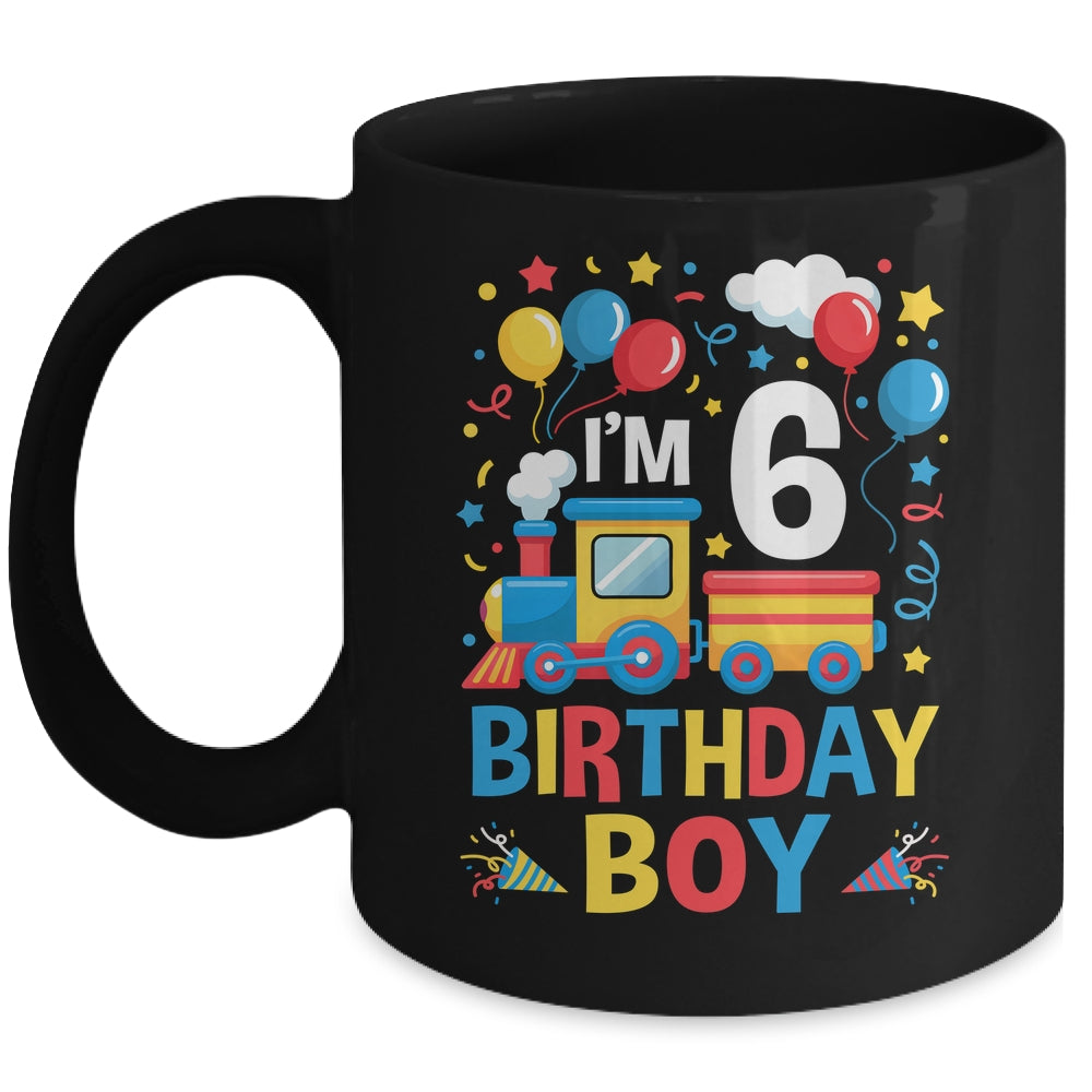 Six 6yr 6th Kids Boys Girls Train Birthday Boy 6 Years Old Mug | siriusteestore