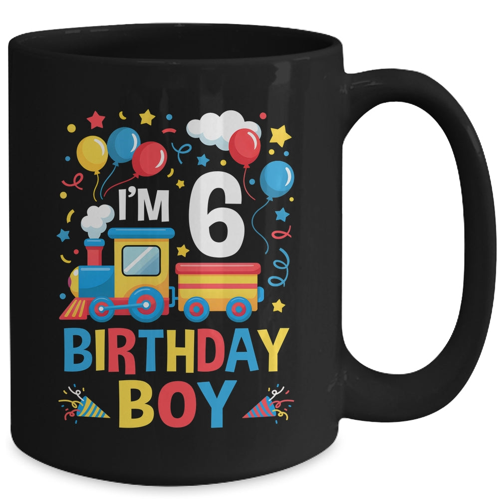 Six 6yr 6th Kids Boys Girls Train Birthday Boy 6 Years Old Mug | siriusteestore