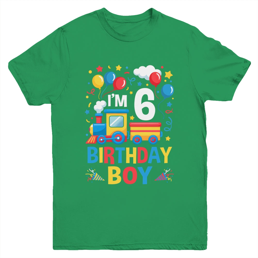Six 6yr 6th Kids Boys Girls Train Birthday Boy 6 Years Old Youth Shirt | siriusteestore