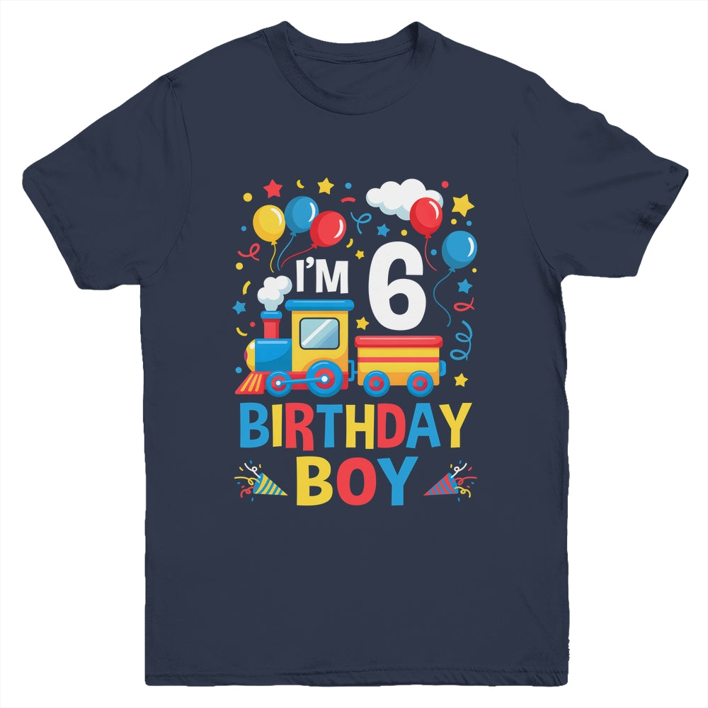 Six 6yr 6th Kids Boys Girls Train Birthday Boy 6 Years Old Youth Shirt | siriusteestore
