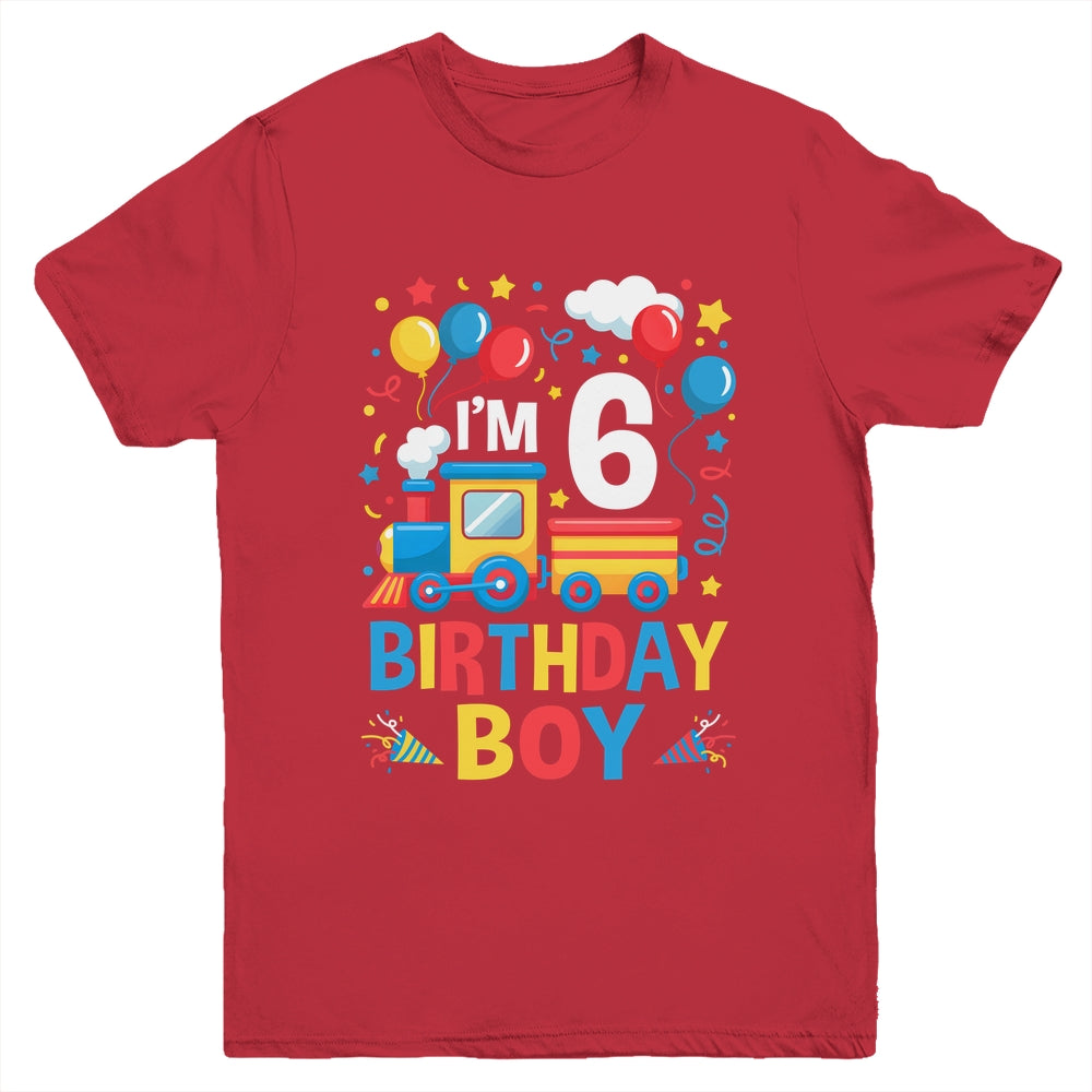 Six 6yr 6th Kids Boys Girls Train Birthday Boy 6 Years Old Youth Shirt | siriusteestore