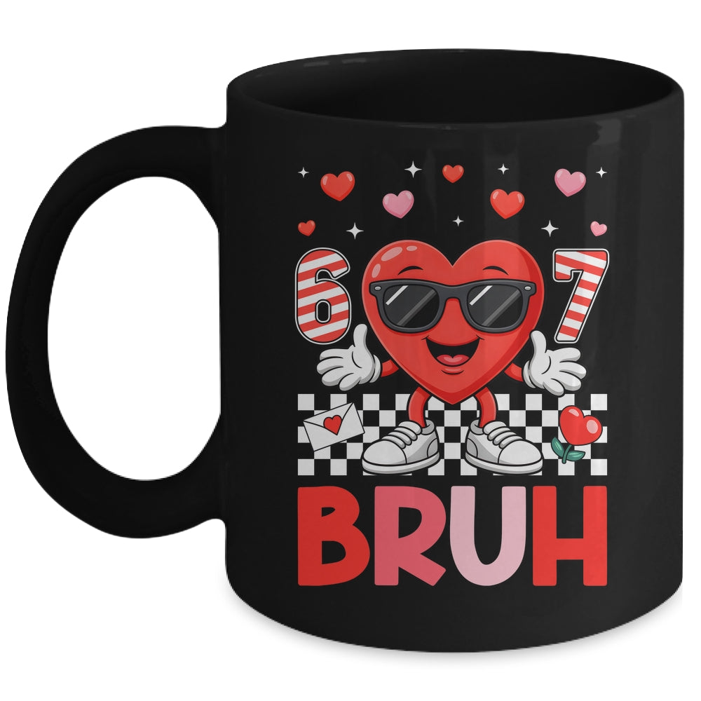 Six Seven 67 Bruh 6 7 Meme Funny Valentine Heart Boys Kids Mug | siriusteestore