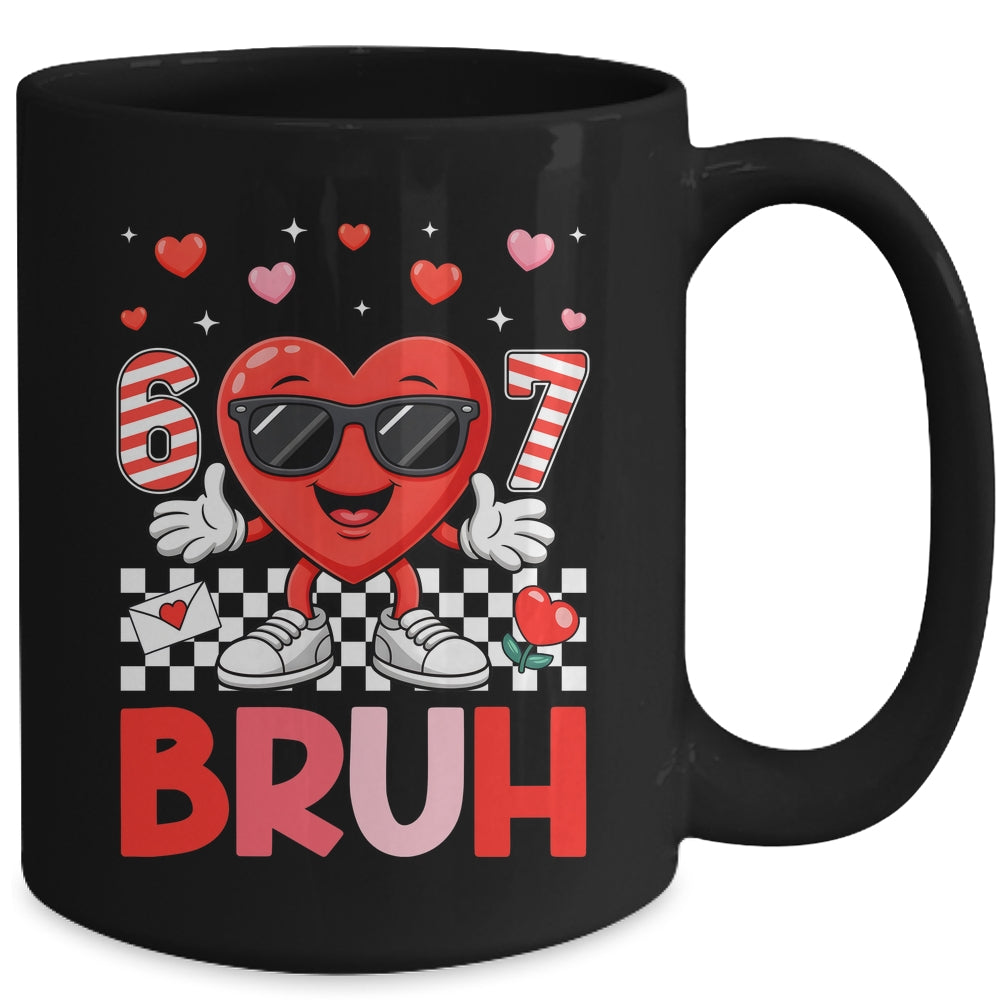 Six Seven 67 Bruh 6 7 Meme Funny Valentine Heart Boys Kids Mug | siriusteestore