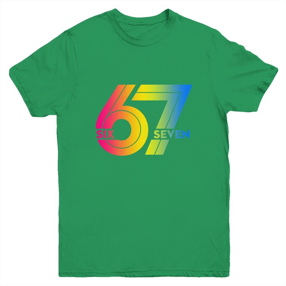 Six Seven 67 Colorful 6 7 Gen Alpha Slang Funny Boys Girls Youth Shirt | siriusteestore