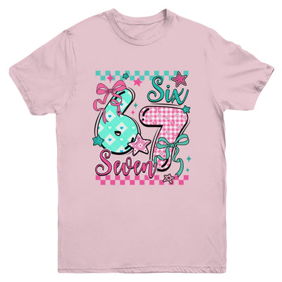 Six Seven 6 7 Valentines Meme Checkered Coquette Bow Heart Youth Shirt | siriusteestore