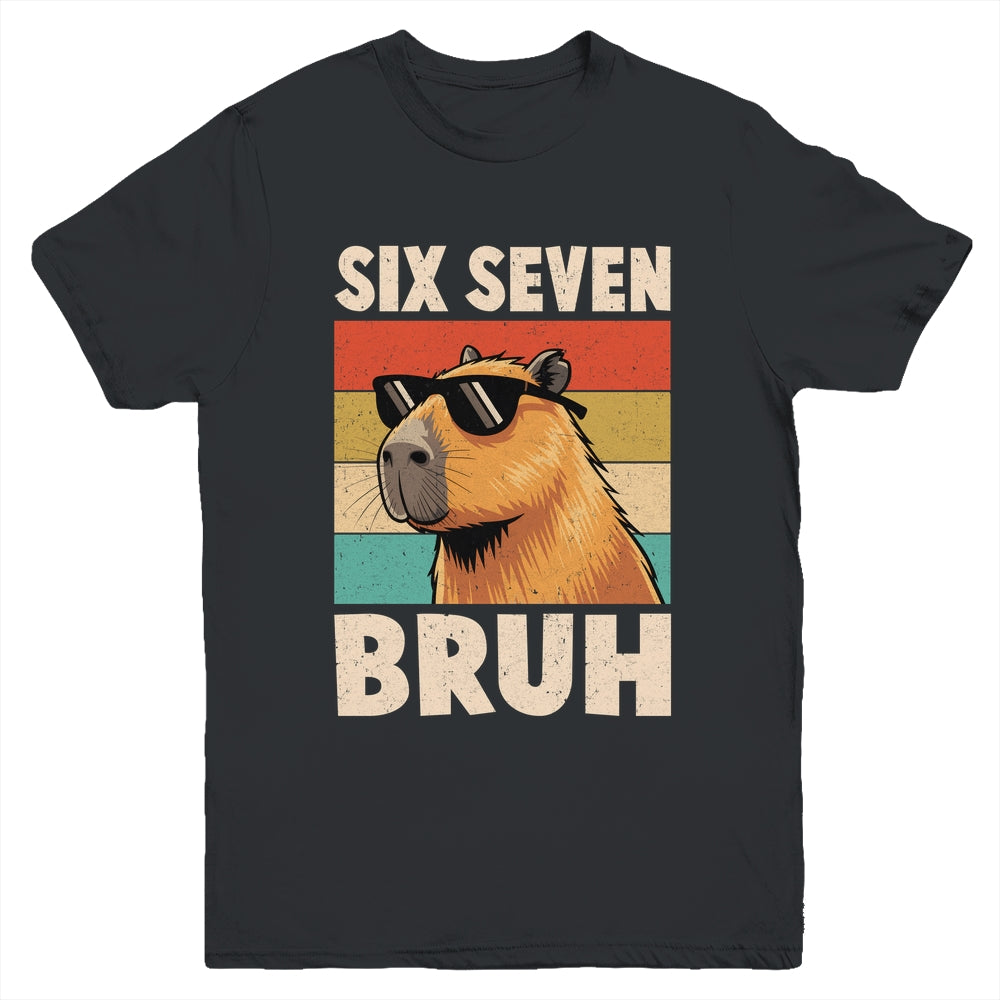 Six Seven Bruh Capybara Funny 67 6 7 Meme Kids Boys Youth Shirt | siriusteestore