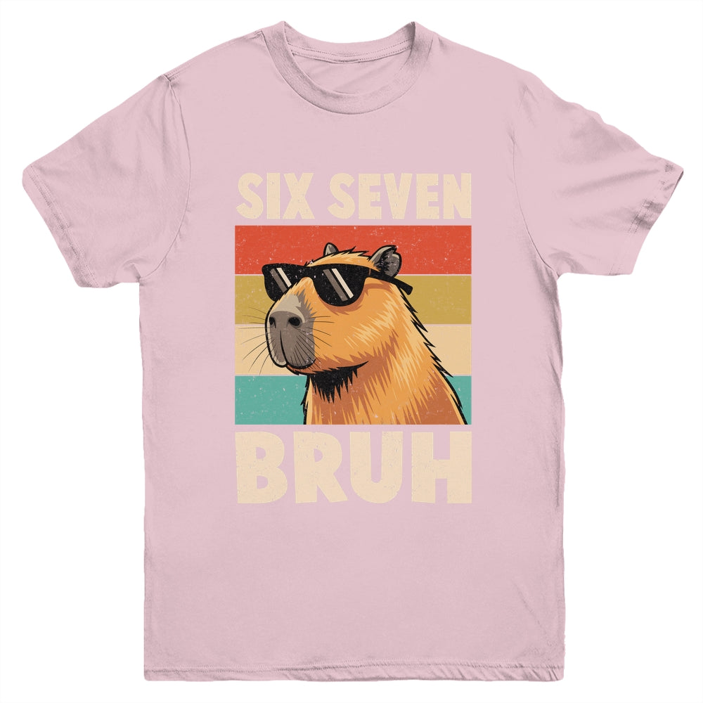 Six Seven Bruh Capybara Funny 67 6 7 Meme Kids Boys Youth Shirt | siriusteestore