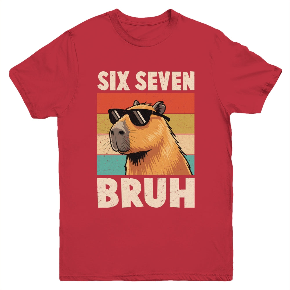 Six Seven Bruh Capybara Funny 67 6 7 Meme Kids Boys Youth Shirt | siriusteestore