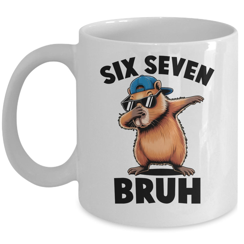 Six Seven Bruh Dabbing Capybara 67 Meme Boys Girls Kids Mug | siriusteestore