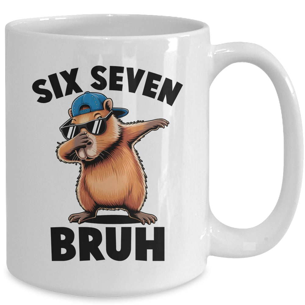 Six Seven Bruh Dabbing Capybara 67 Meme Boys Girls Kids Mug | siriusteestore