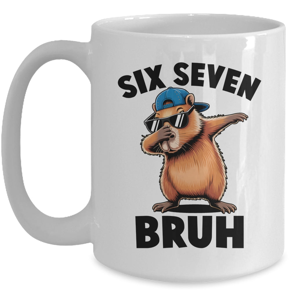 Six Seven Bruh Dabbing Capybara 67 Meme Boys Girls Kids Mug | siriusteestore