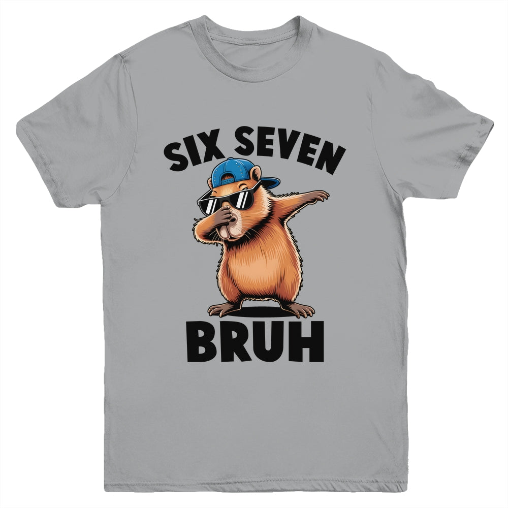 Six Seven Bruh Dabbing Capybara 67 Meme Boys Girls Kids Youth Shirt | siriusteestore