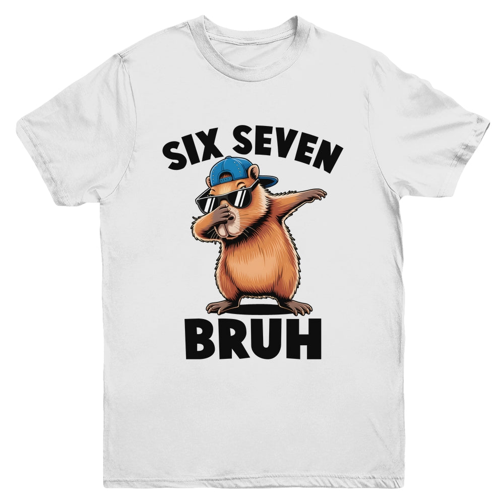 Six Seven Bruh Dabbing Capybara 67 Meme Boys Girls Kids Youth Shirt | siriusteestore