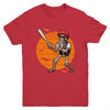 Skeleton Baseball Player Boys Kids Funny Halloween Youth Shirt | siriusteestore