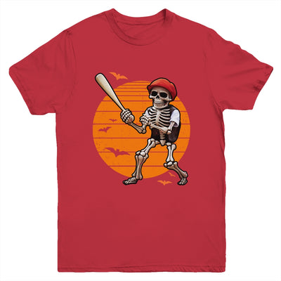 Skeleton Baseball Player Boys Kids Funny Halloween Youth Shirt | siriusteestore