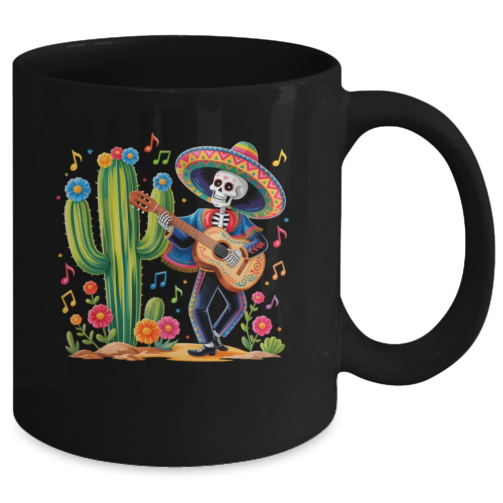 Skeleton Cinco De Mayo Fiesta Mexican Men Guitar Cactus Mug | siriusteestore