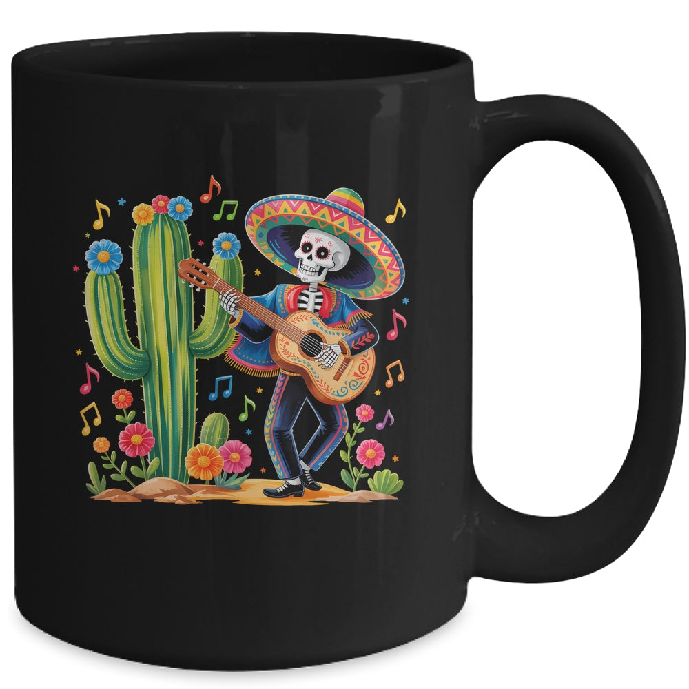 Skeleton Cinco De Mayo Fiesta Mexican Men Guitar Cactus Mug | siriusteestore