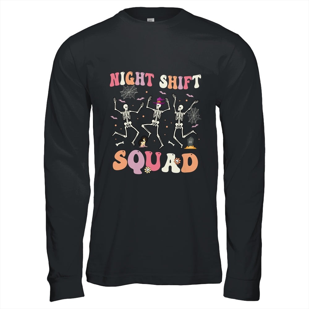 Skeleton Dancing Nurse Night Shift Squad Halloween Women Shirt & Hoodie | siriusteestore