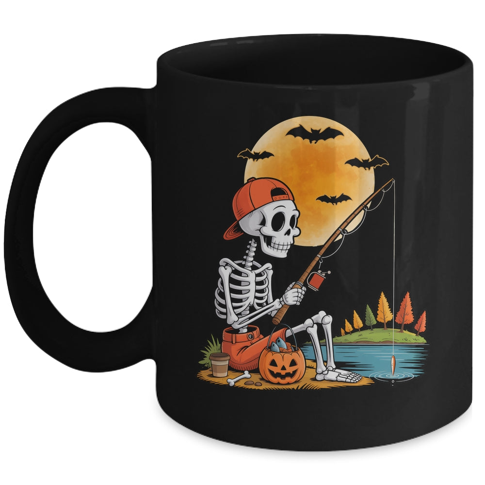 Skeleton Fishing Halloween Costume Funny Fishing Boys Kids Mug | siriusteestore