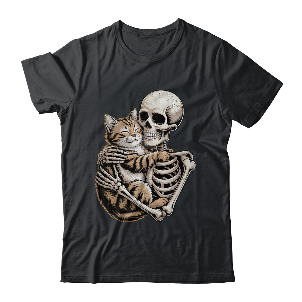 Skeleton Hugging Cat Lover Halloween Cat Mom Dad Shirt & Hoodie | siriusteestore