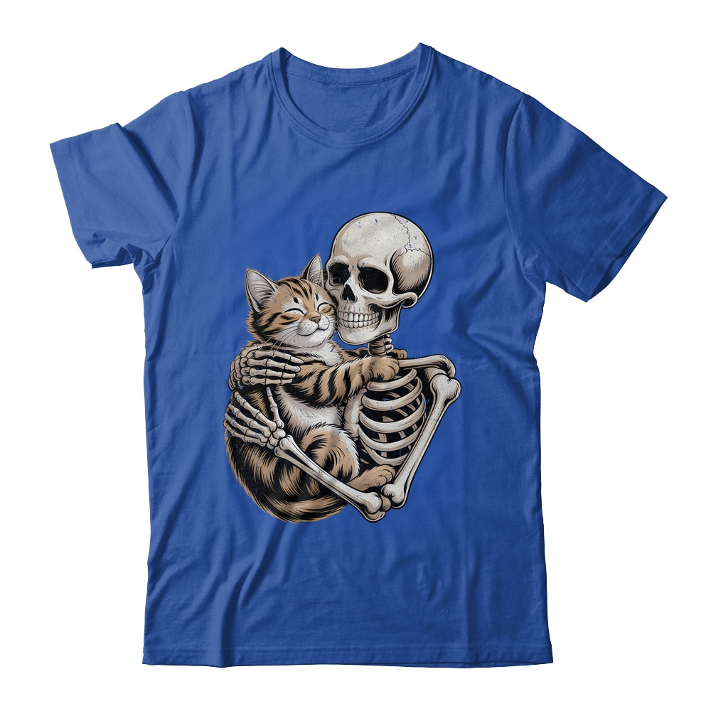 Skeleton Hugging Cat Lover Halloween Cat Mom Dad Shirt & Hoodie | siriusteestore