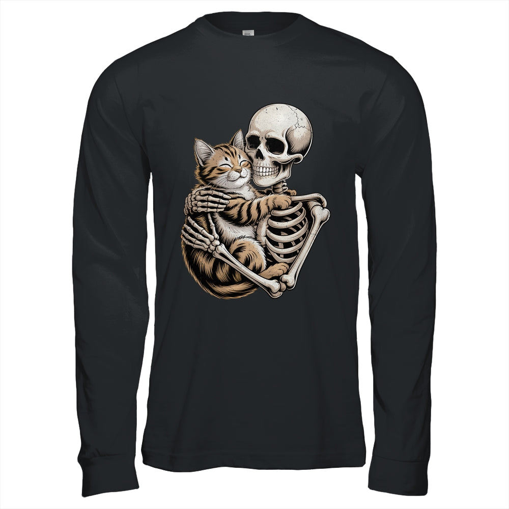 Skeleton Hugging Cat Lover Halloween Cat Mom Dad Shirt & Hoodie | siriusteestore