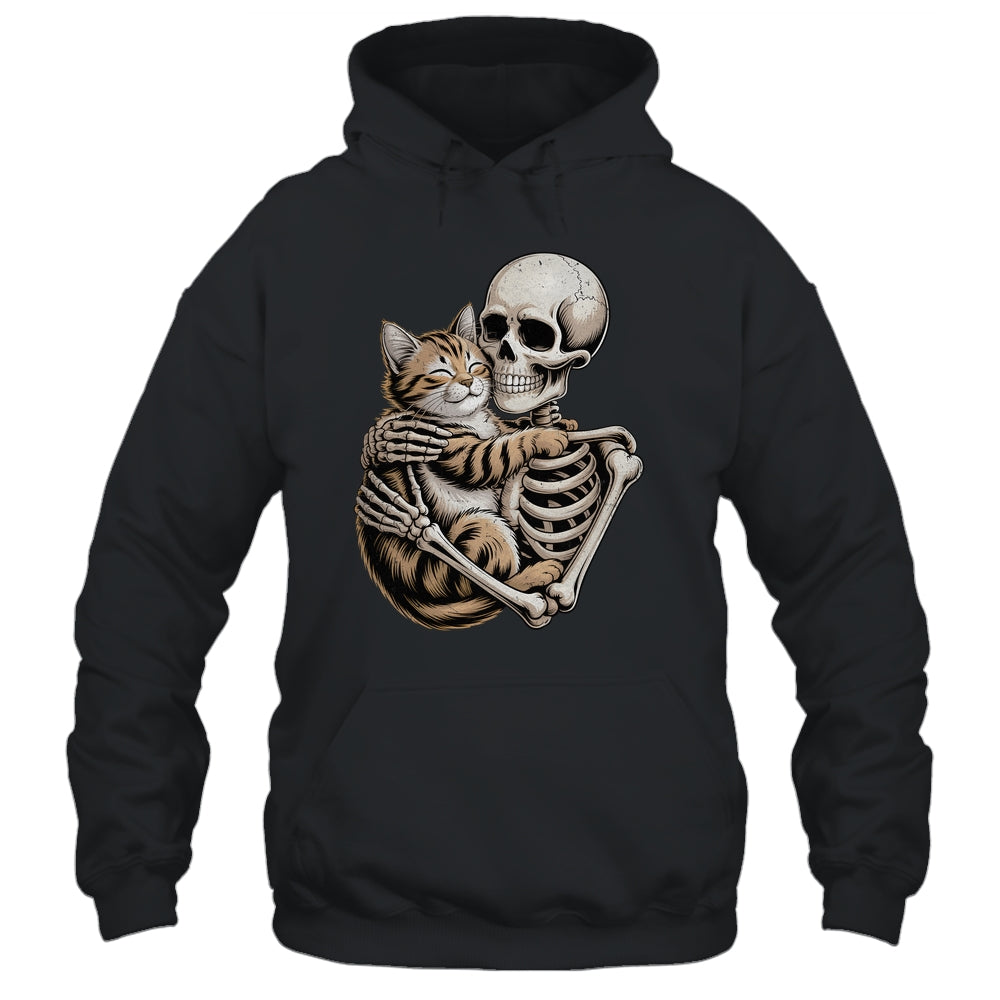 Skeleton Hugging Cat Lover Halloween Cat Mom Dad Shirt & Hoodie | siriusteestore