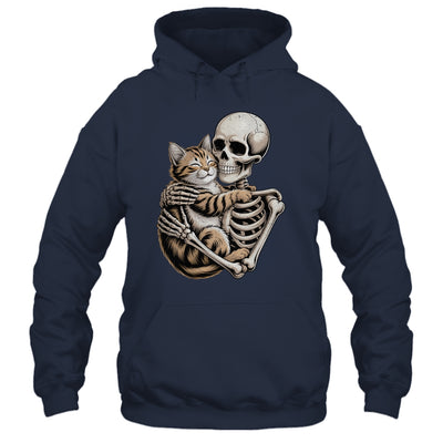 Skeleton Hugging Cat Lover Halloween Cat Mom Dad Shirt & Hoodie | siriusteestore