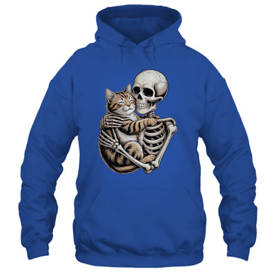 Skeleton Hugging Cat Lover Halloween Cat Mom Dad Shirt & Hoodie | siriusteestore