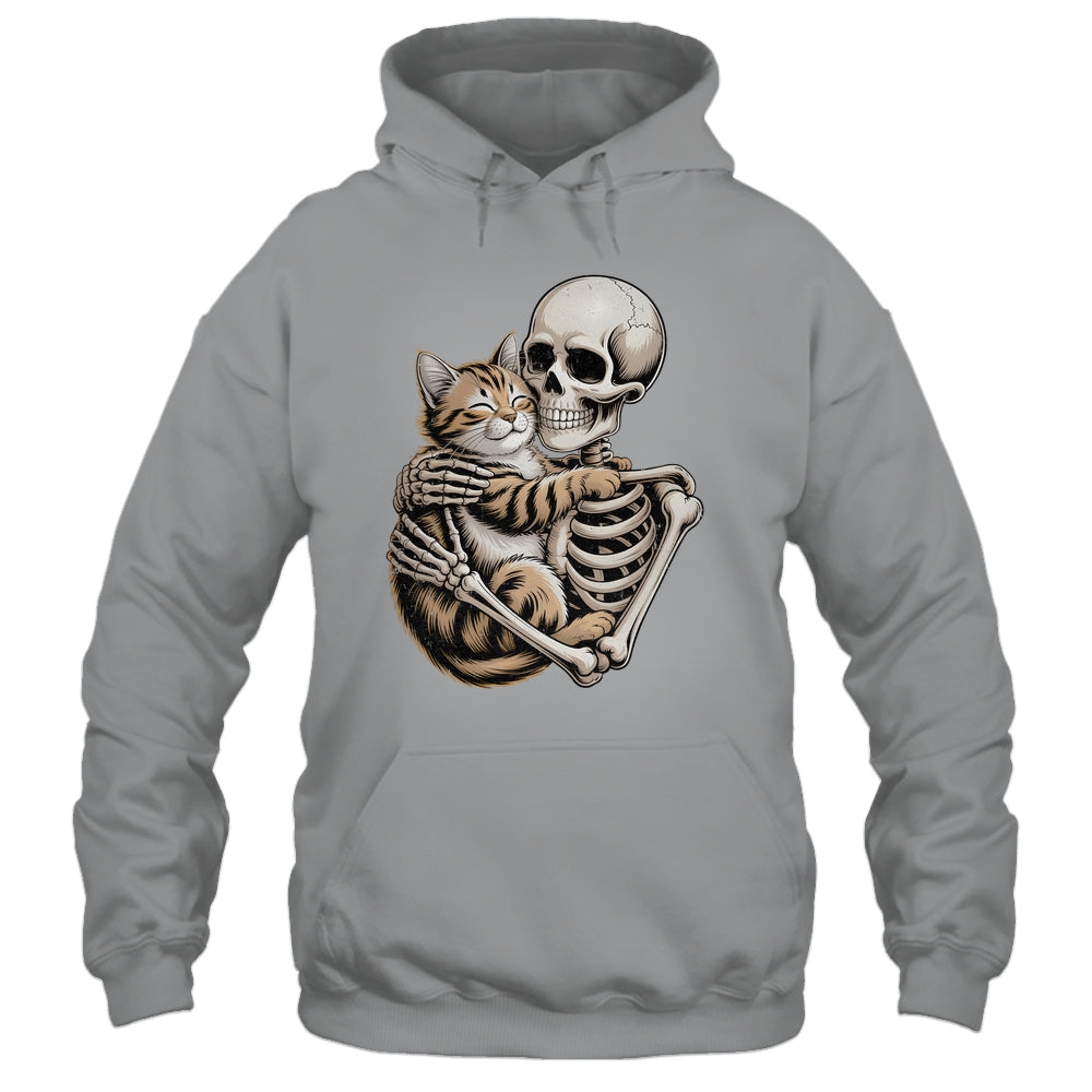 Skeleton Hugging Cat Lover Halloween Cat Mom Dad Shirt & Hoodie | siriusteestore