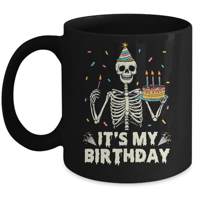 Skeleton It's My Birthday Party Happy Halloween Birthday Mug | siriusteestore