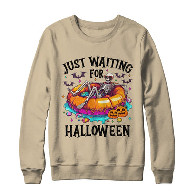 Skeleton Just Waiting For Halloween Spooky Season Funny Shirt & Sweatshirt | siriusteestore
