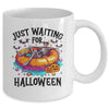 Skeleton Just Waiting For Halloween Spooky Season Funny Mug | siriusteestore