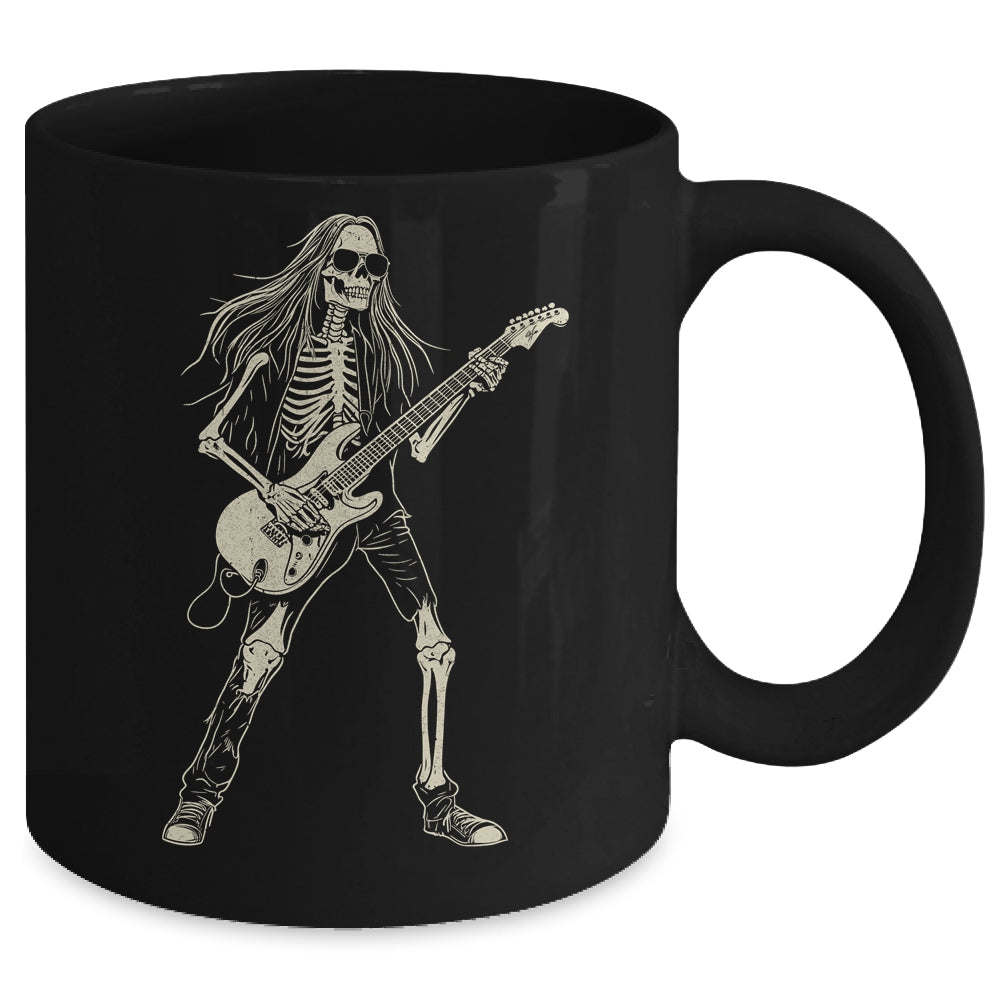 Skeleton Playing Guitar Graphic Rock And Roll Band Rock On Mug | siriusteestore