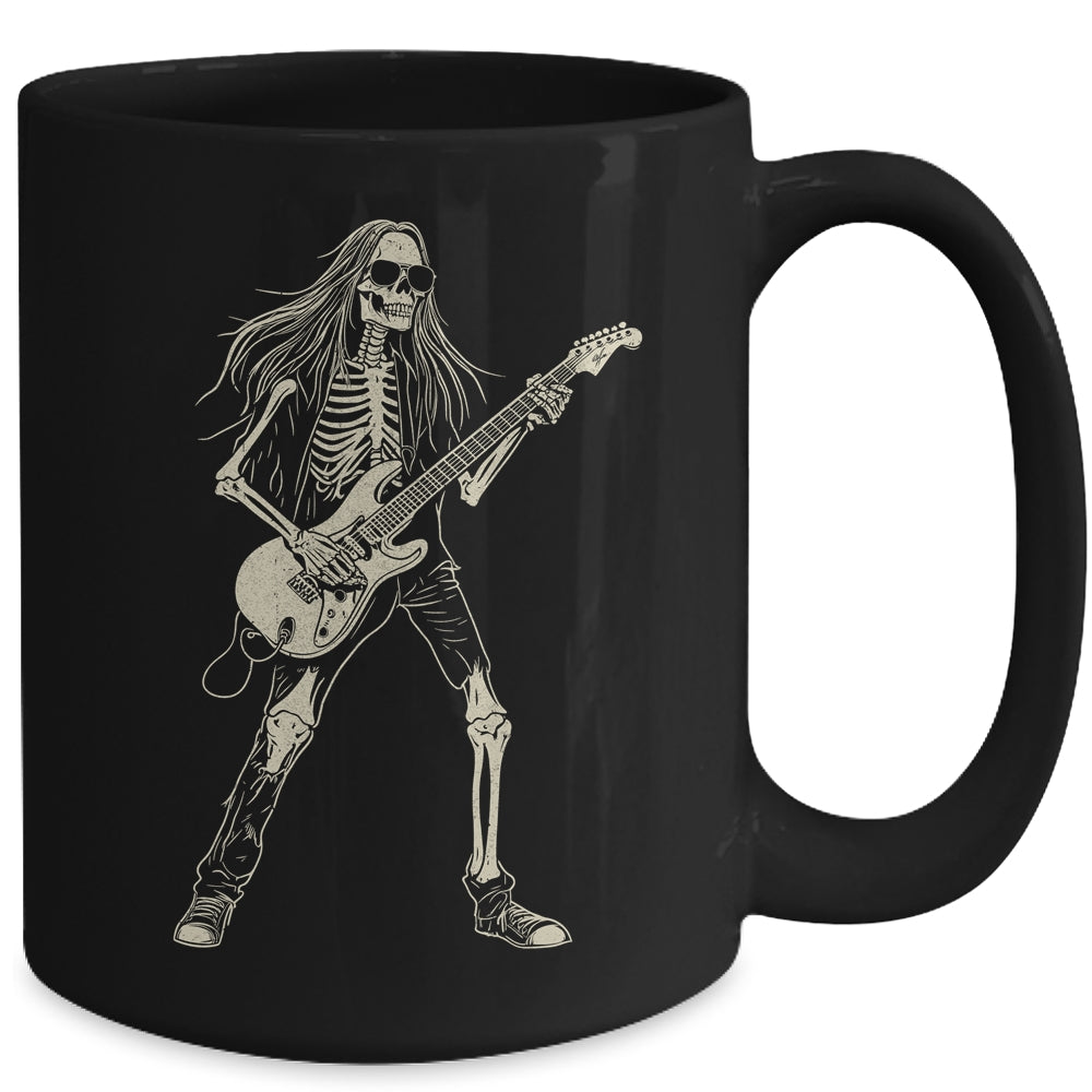 Skeleton Playing Guitar Graphic Rock And Roll Band Rock On Mug | siriusteestore