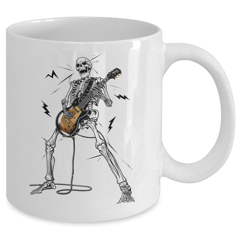 Skeleton Playing Guitar Rock And Roll Graphic Band Mug | siriusteestore