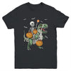Skeleton Riding Mummy Dinosaur T-rex Halloween Pumpkin Boy Youth Shirt | siriusteestore
