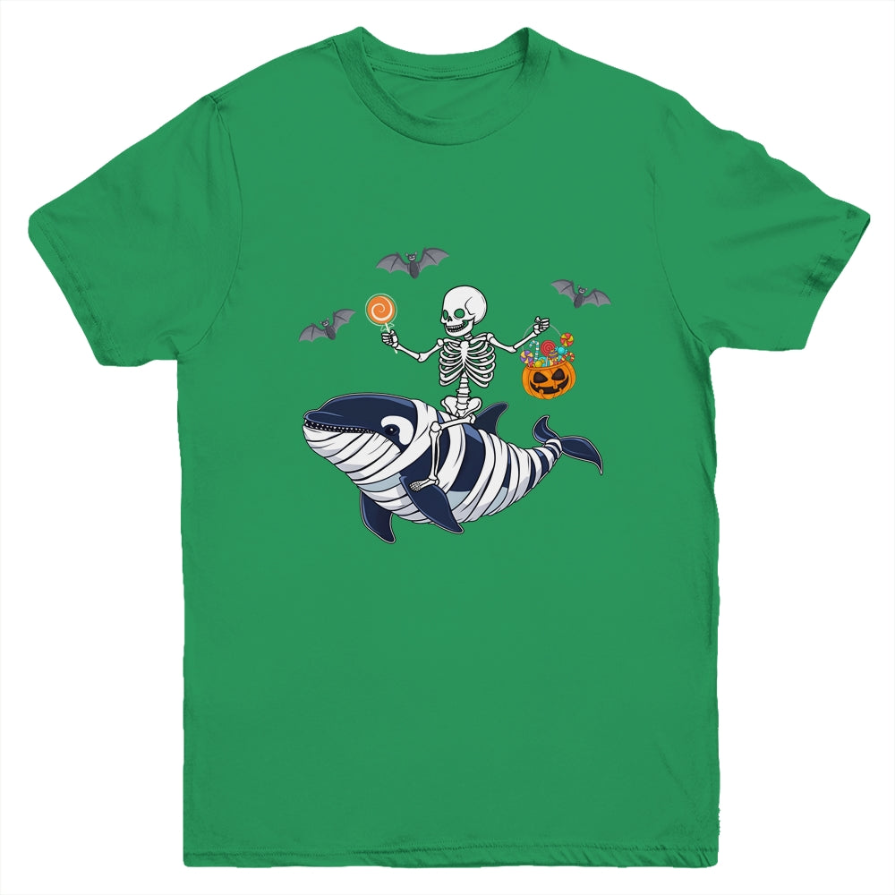 Skeleton Riding Mummy Orca Halloween Costume Whale Youth Shirt | siriusteestore