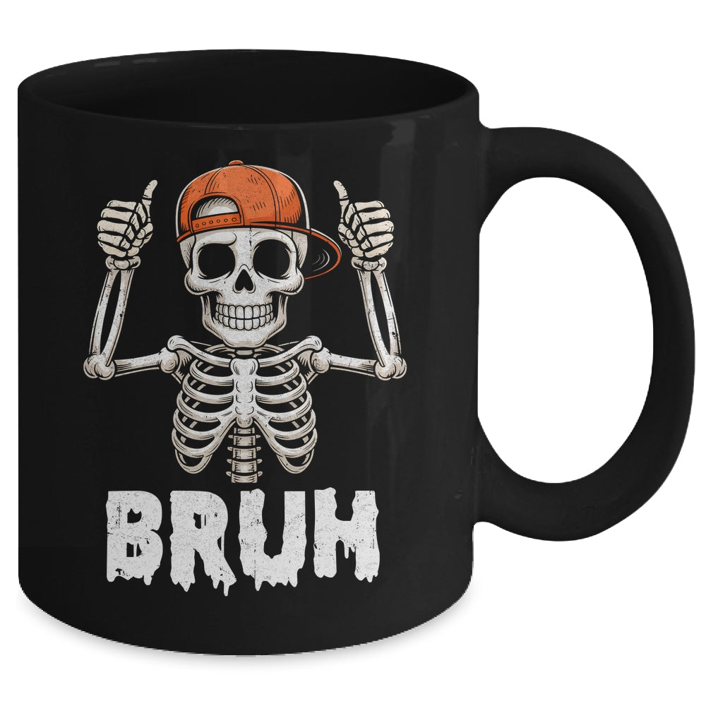 Skeleton Rock On Bruh Halloween For Men Boy Kids Funny Mug | siriusteestore