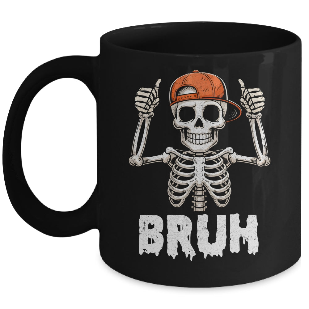 Skeleton Rock On Bruh Halloween For Men Boy Kids Funny Mug | siriusteestore