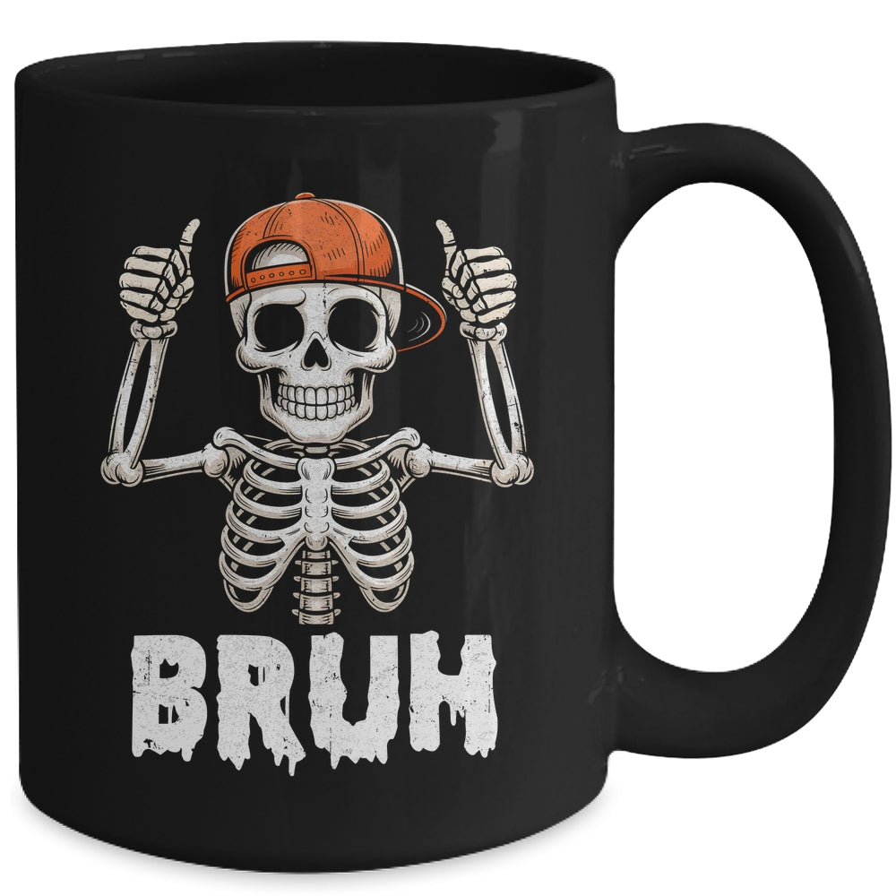 Skeleton Rock On Bruh Halloween For Men Boy Kids Funny Mug | siriusteestore