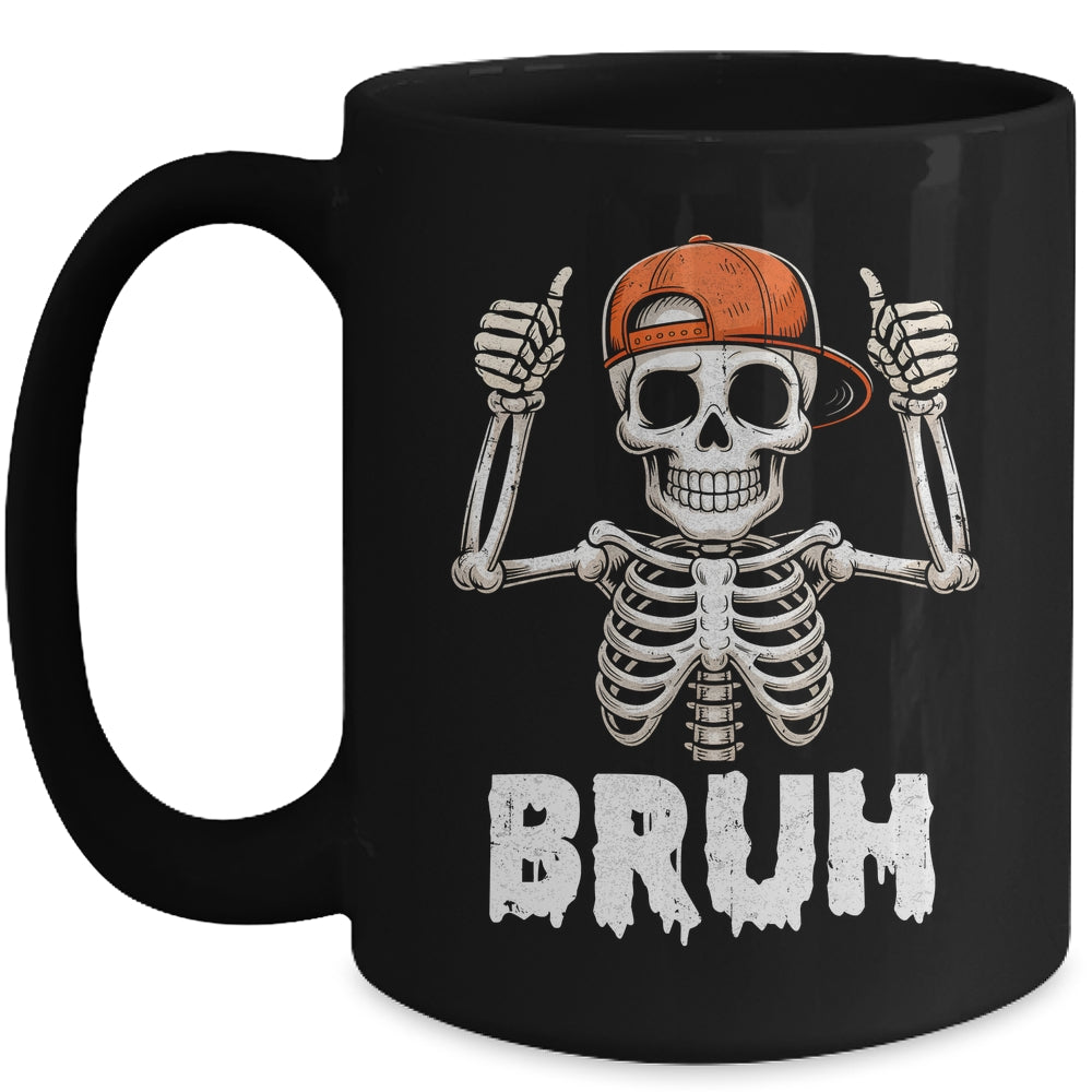 Skeleton Rock On Bruh Halloween For Men Boy Kids Funny Mug | siriusteestore