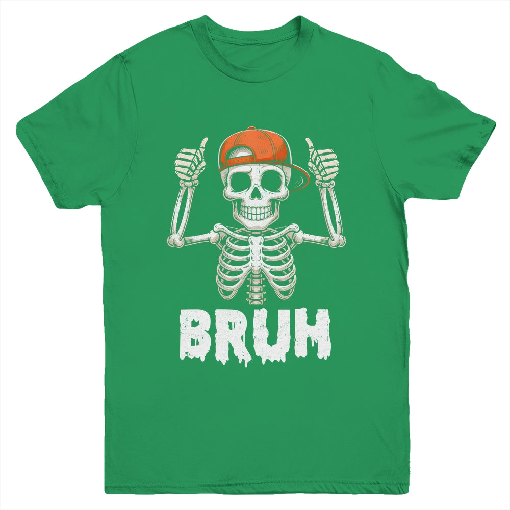 Skeleton Rock On Bruh Halloween For Men Boy Kids Funny Youth Shirt | siriusteestore