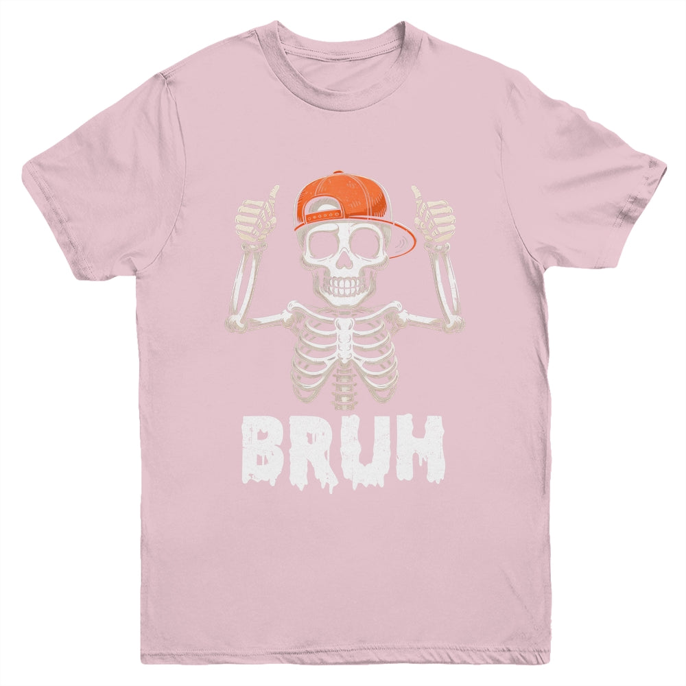 Skeleton Rock On Bruh Halloween For Men Boy Kids Funny Youth Shirt | siriusteestore
